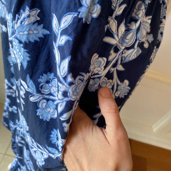 J CREW BLUE FLORAL TIERED PUFF SLEEVE MIDI DRESS SIZE 6 - Picture 7 of 11